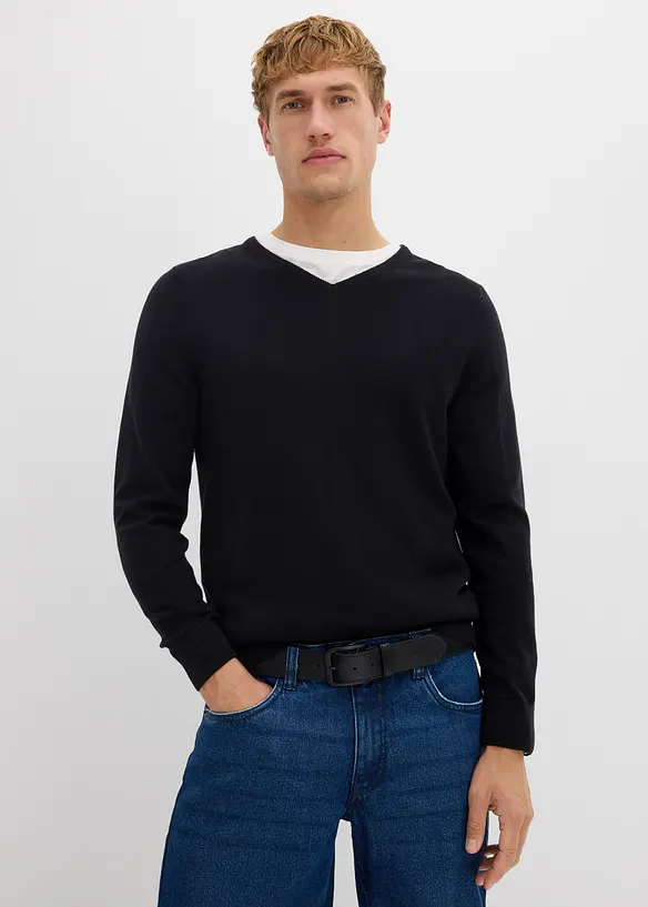 Maglione in filato fine con lana merino, bonprix