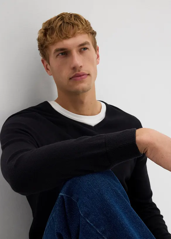 Maglione in filato fine con lana merino, bonprix
