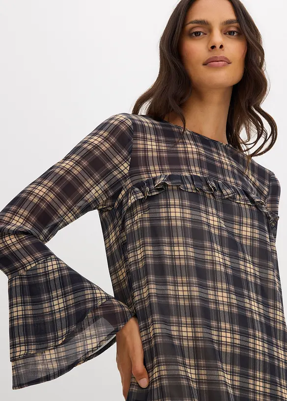Abito in chiffon con volant, bonprix