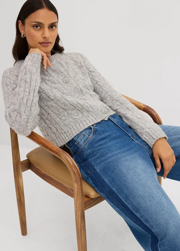 Cardigan in filato grosso di misto lana morbido, bonprix