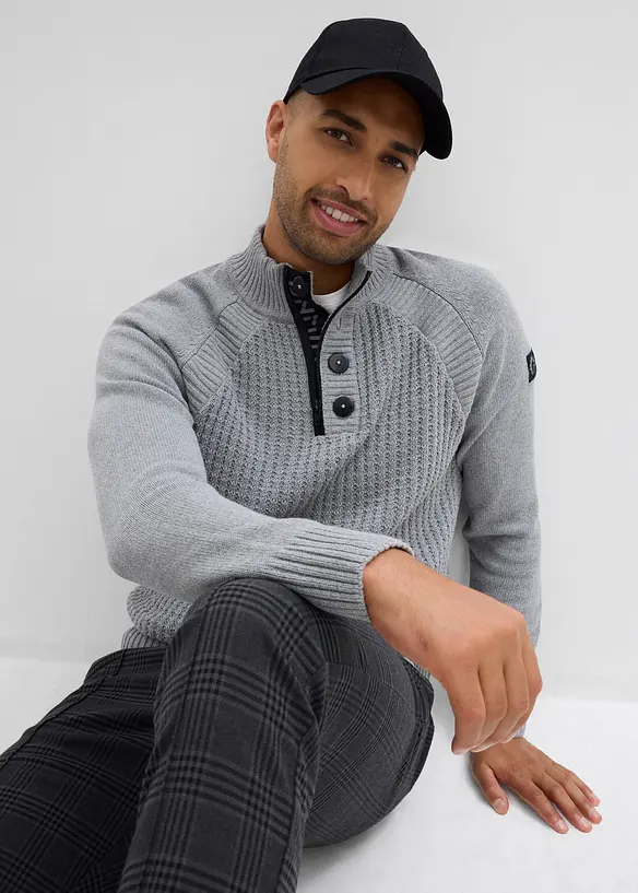 Maglione a collo alto con cotone riciclato, bonprix