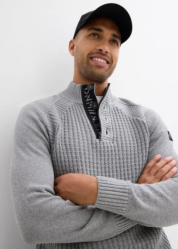 Maglione a collo alto con cotone riciclato, bonprix