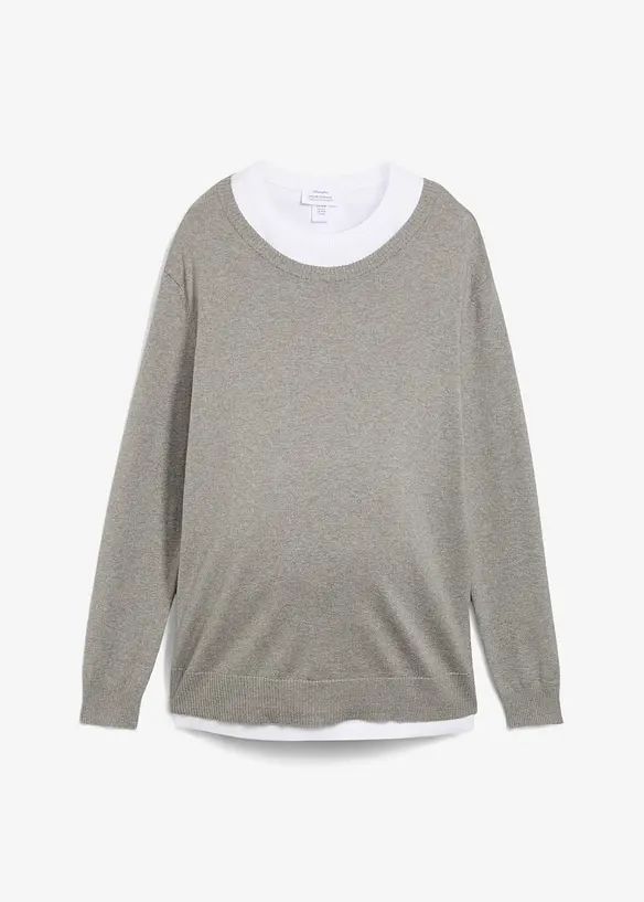 Set 3 in 1 in maglia di cotone, con maglia premaman e top per l’allattamento, bonprix