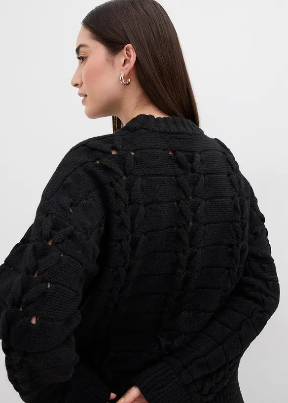 Maglione in  filato grosso a trecce, bonprix