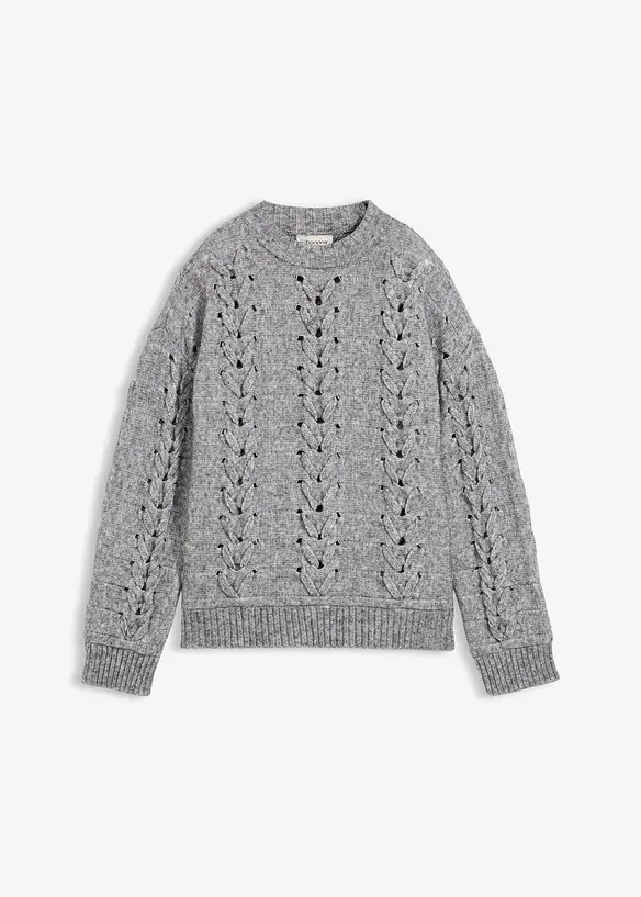 Maglione in  filato grosso a trecce, bonprix