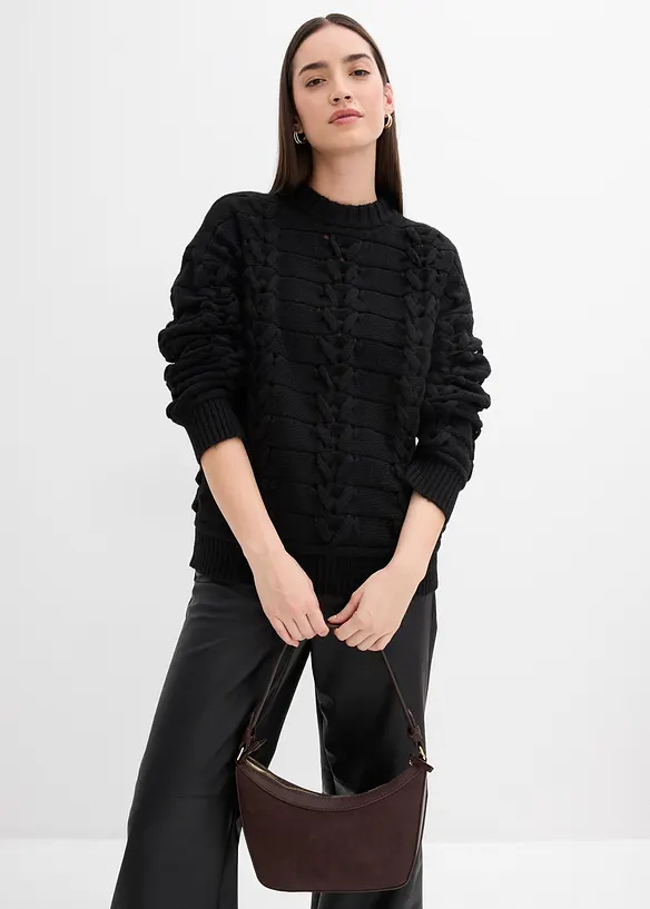 Maglione in  filato grosso a trecce, bonprix