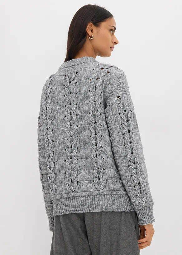 Maglione in  filato grosso a trecce, bonprix