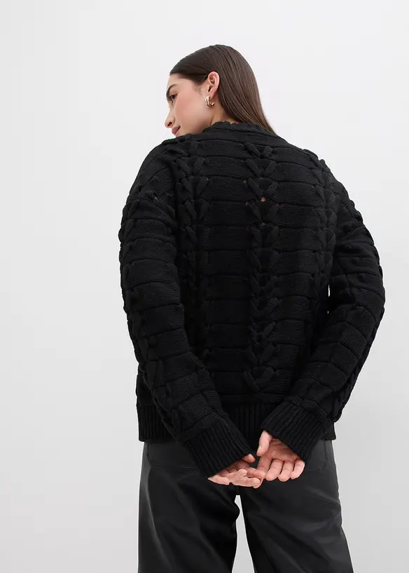 Maglione in  filato grosso a trecce, bonprix
