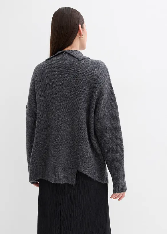 Maglione in misto lana con fondo asimmetrico, bonprix
