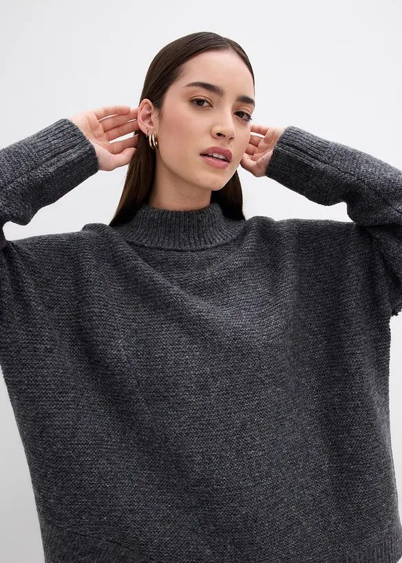 Maglione in misto lana con fondo asimmetrico, bonprix