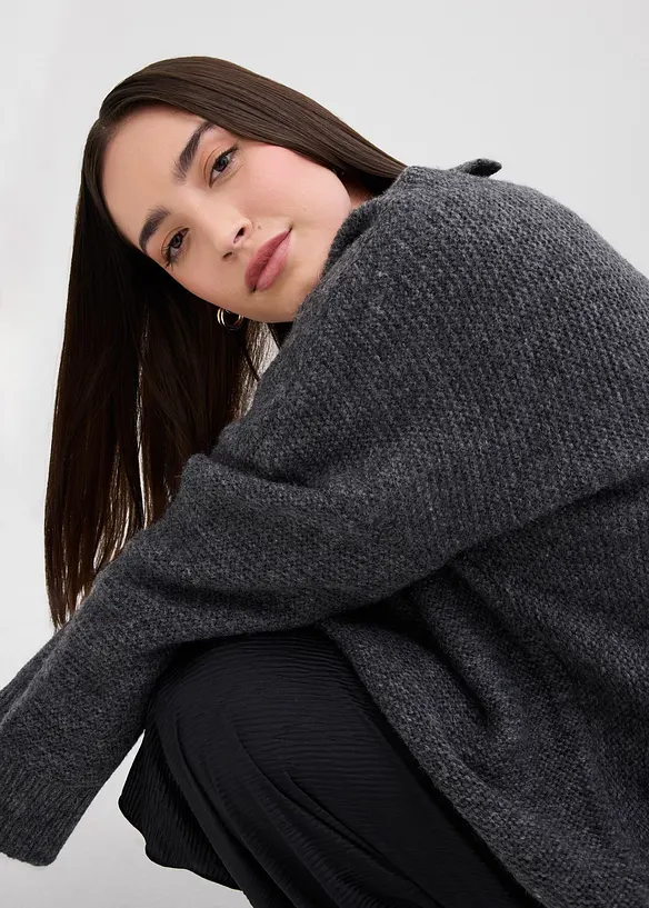 Maglione in misto lana con fondo asimmetrico, bonprix