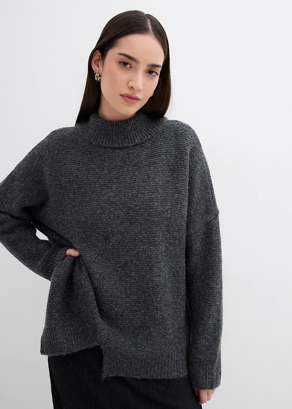 Maglione in misto lana con fondo asimmetrico, bonprix