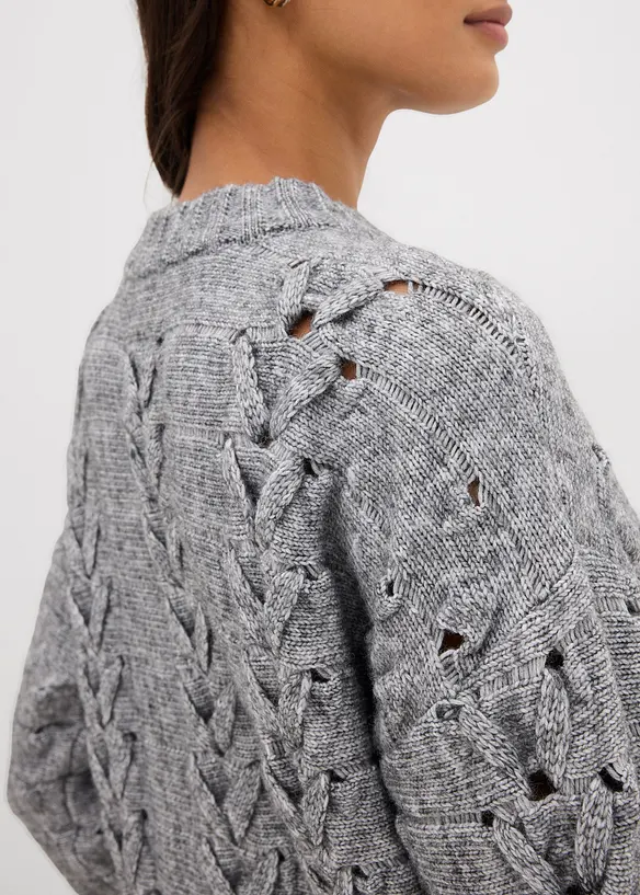 Maglione in  filato grosso a trecce, bonprix