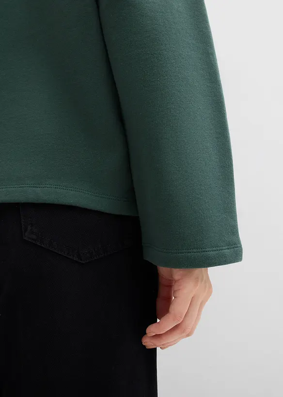 Felpa in cotone biologico con colletto polo in maglia, bonprix