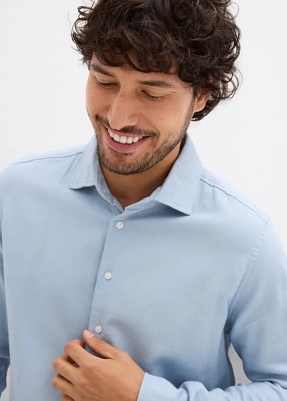 Camicia elegante in flanella di puro cotone, slim fit, bonprix