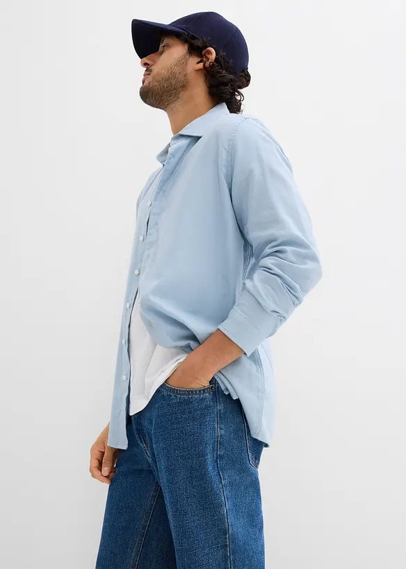 Camicia elegante in flanella di puro cotone, slim fit, bonprix