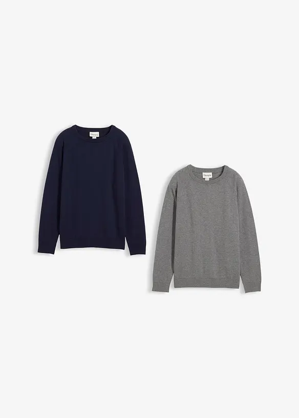 Maglione in filato fine di puro cotone (pacco da 2), bonprix