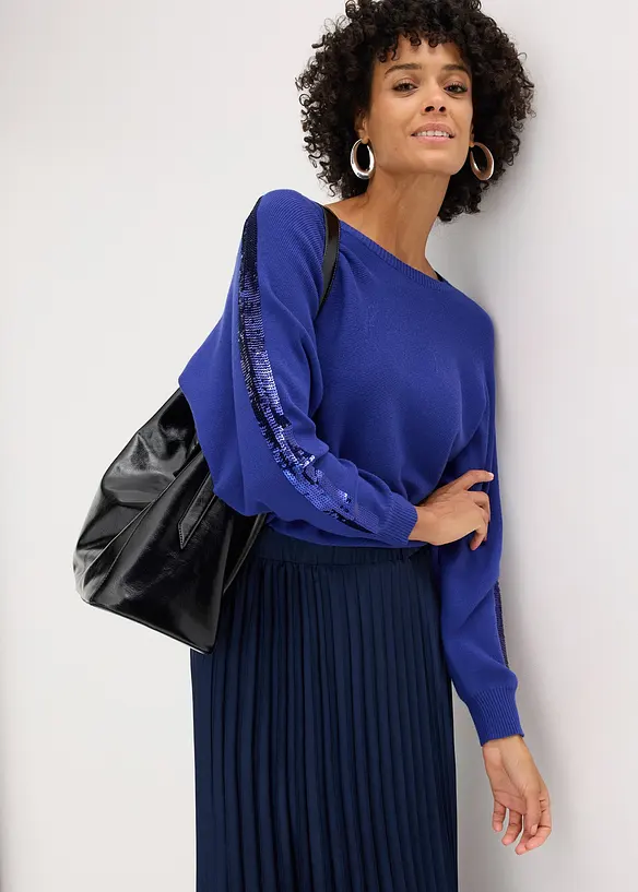 Maglione in filato fine con paillettes, bonprix