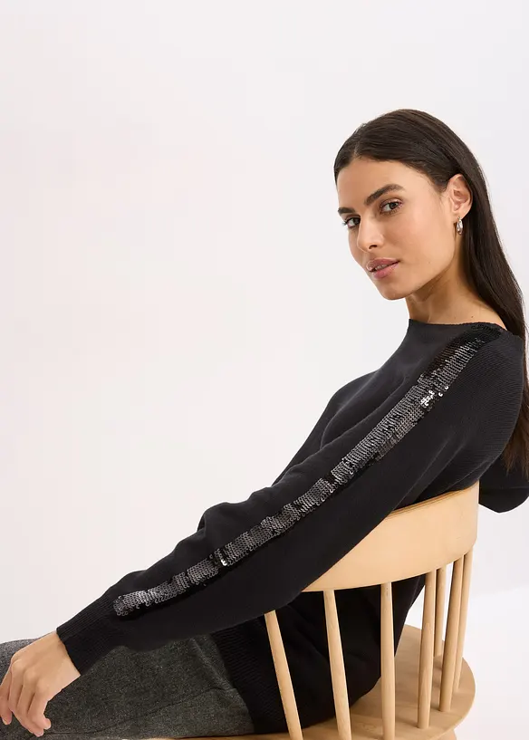 Maglione in filato fine con paillettes, bonprix