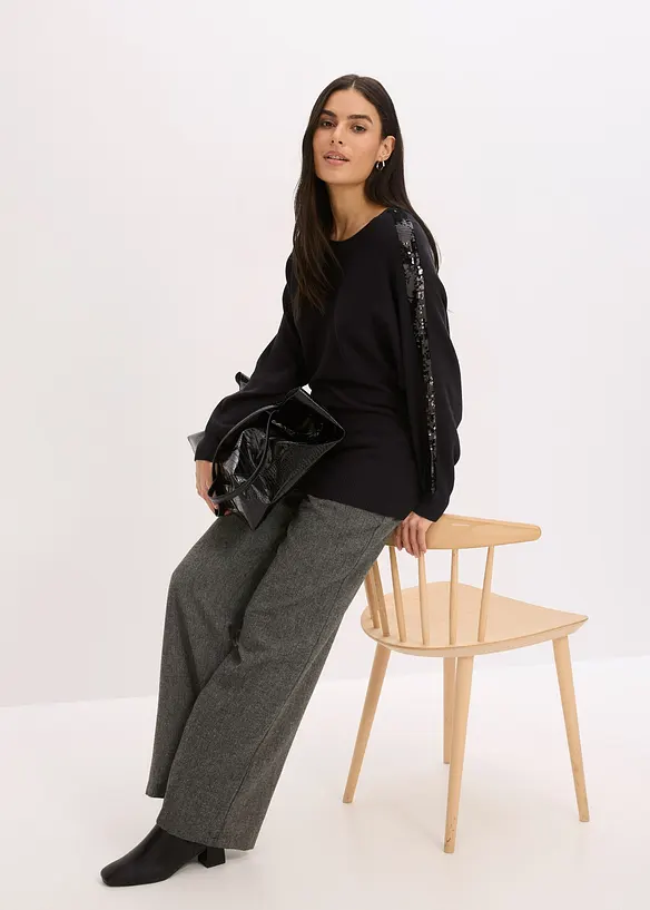 Maglione in filato fine con paillettes, bonprix