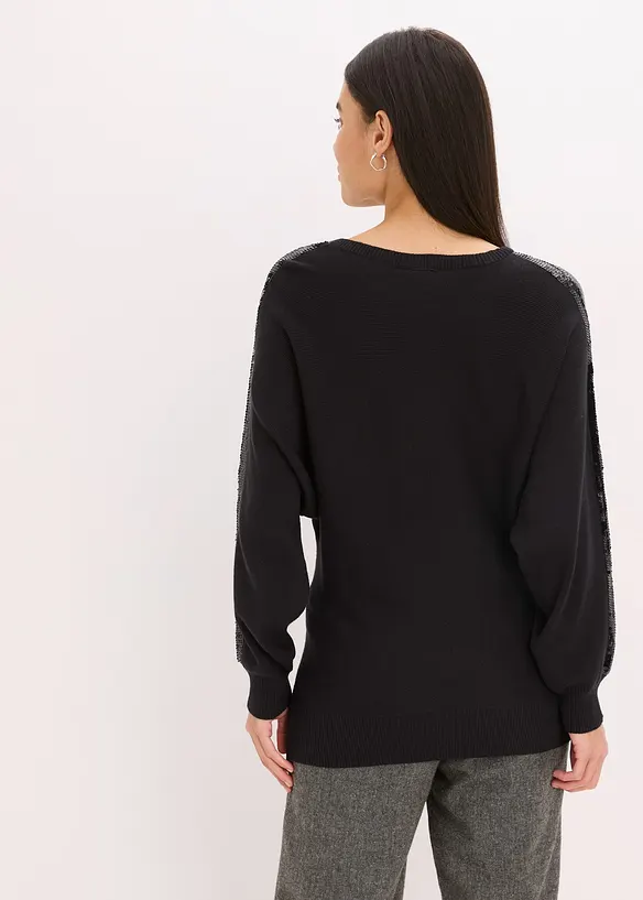Maglione in filato fine con paillettes, bonprix