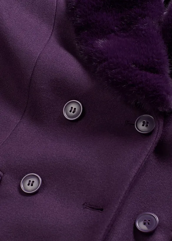 Cappotto con collo in pelliccia sintetica staccabile, bonprix