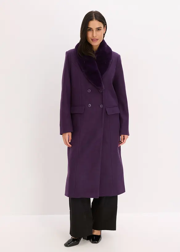 Cappotto con collo in pelliccia sintetica staccabile, bonprix