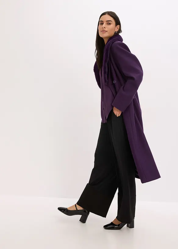 Cappotto con collo in pelliccia sintetica staccabile, bonprix