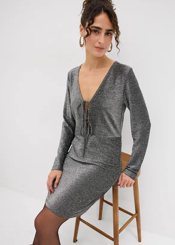 Miniabito lucido con laccetti, bonprix