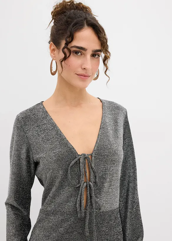 Miniabito lucido con laccetti, bonprix