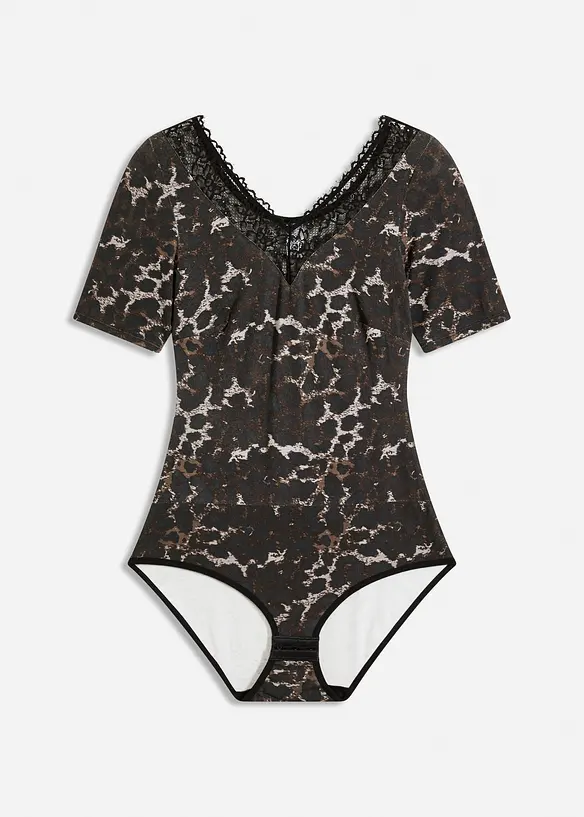 Body a mezze maniche in modal con pizzo, bonprix