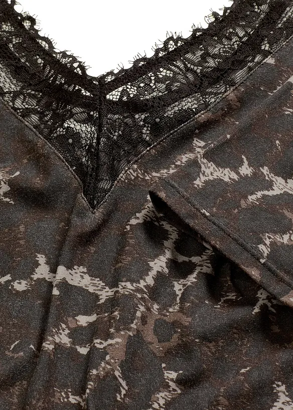 Body a mezze maniche in modal con pizzo, bonprix