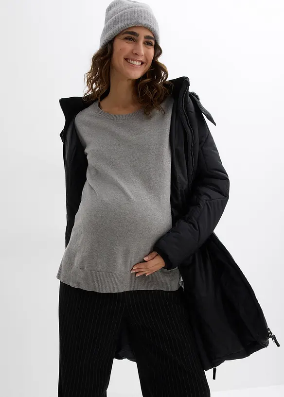 Set 3 in 1 in maglia di cotone, con maglia premaman e top per l’allattamento, bonprix