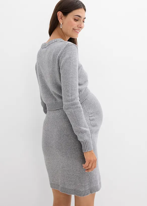 Completo prémaman a due pezzi: maglione e gonna in cotone con filato lucido, bonprix