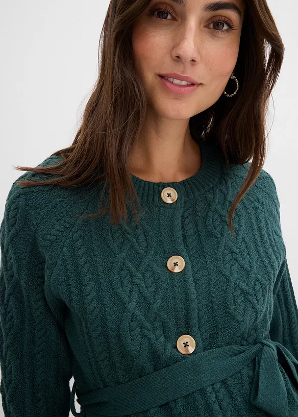 Cardigan prémaman extra lungo e abito di maglia in misto cotone, bonprix