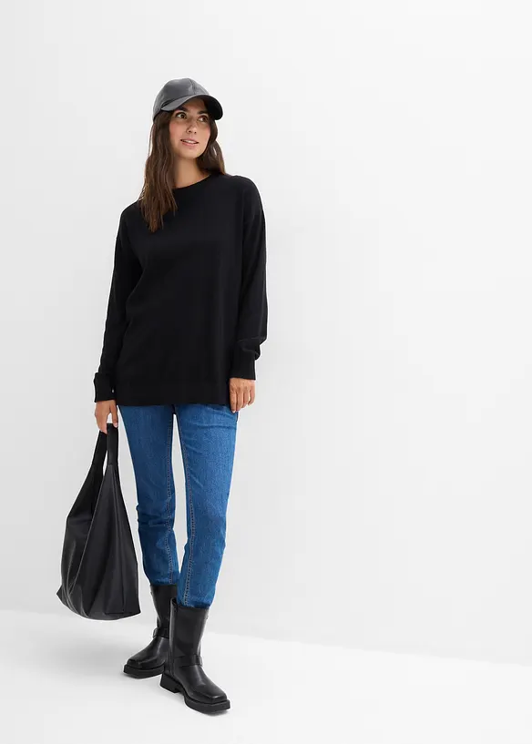Maglione prémaman in morbido cotone biologico con spacchi per l'allattamento, bonprix