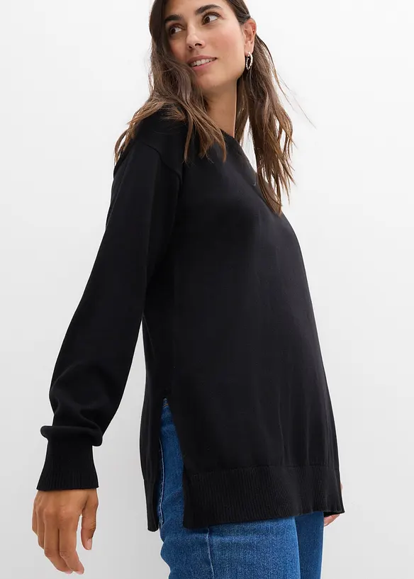 Maglione prémaman in morbido cotone biologico con spacchi per l'allattamento, bonprix