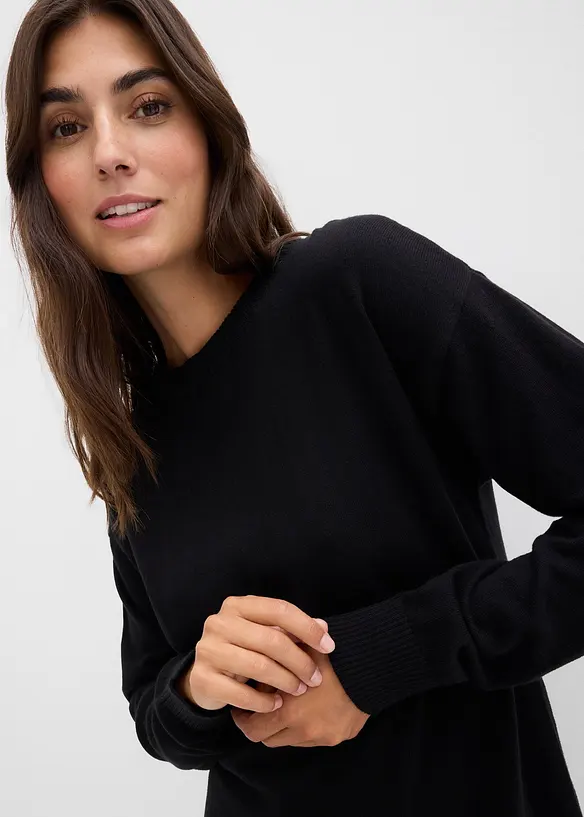 Maglione prémaman in morbido cotone biologico con spacchi per l'allattamento, bonprix