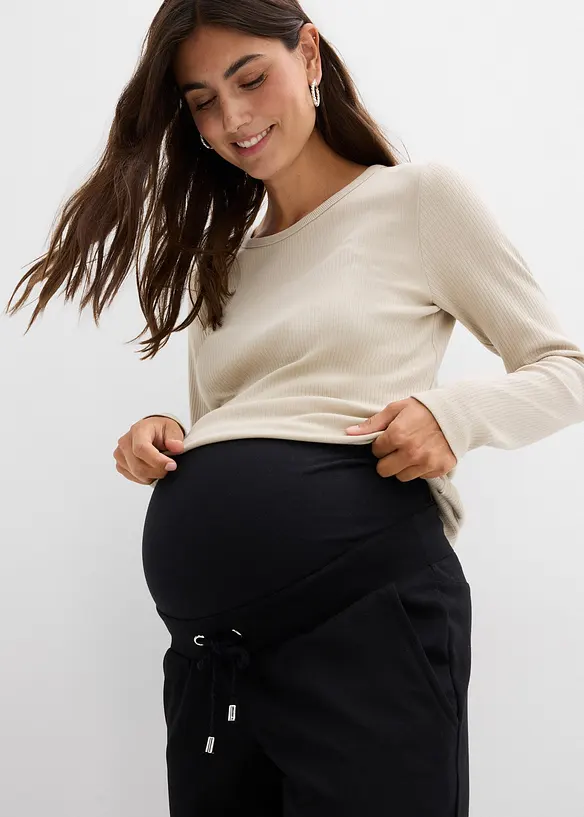 Pantaloni prémaman in punto di Roma con elastico in vita, bonprix