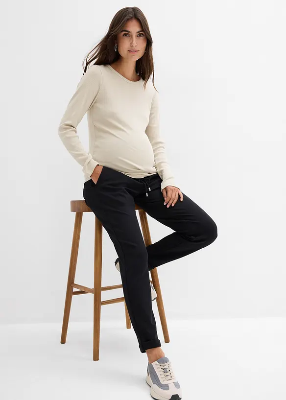 Pantaloni prémaman in punto di Roma con elastico in vita, bonprix