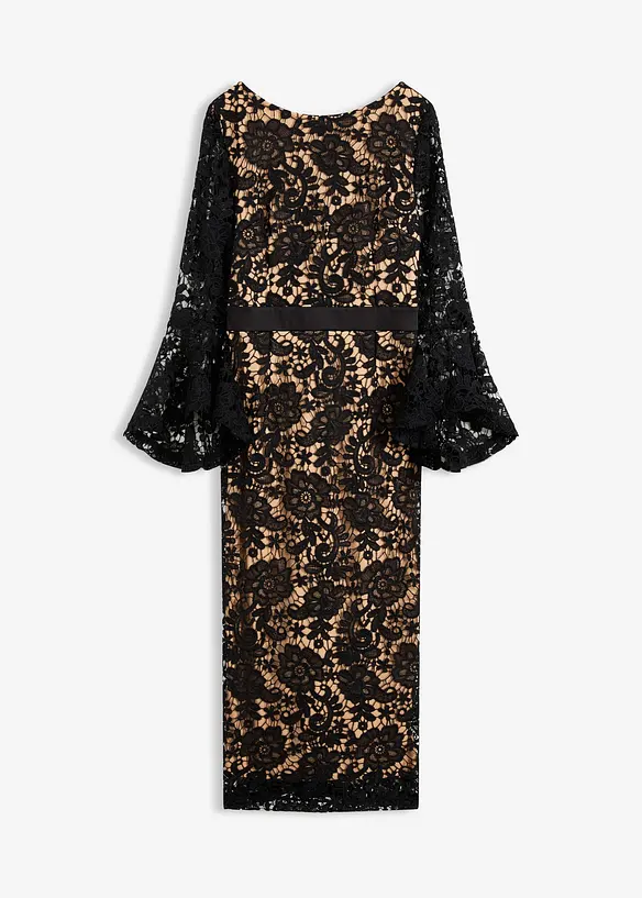 Abito in pizzo con inserto di satin, bonprix