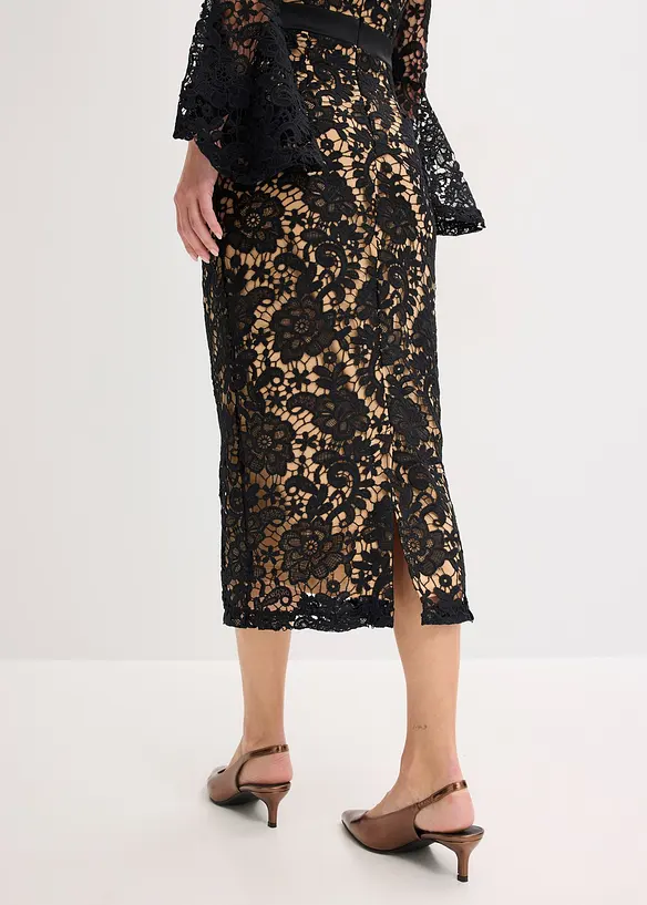 Abito in pizzo con inserto di satin, bonprix