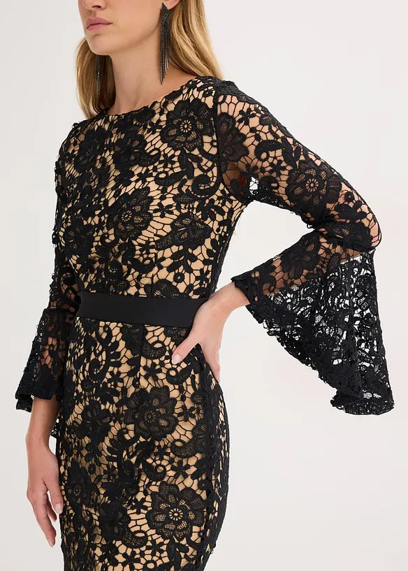 Abito in pizzo con inserto di satin, bonprix