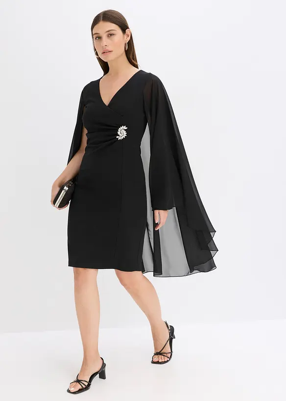 Abito con mantella in fine chiffon, bonprix