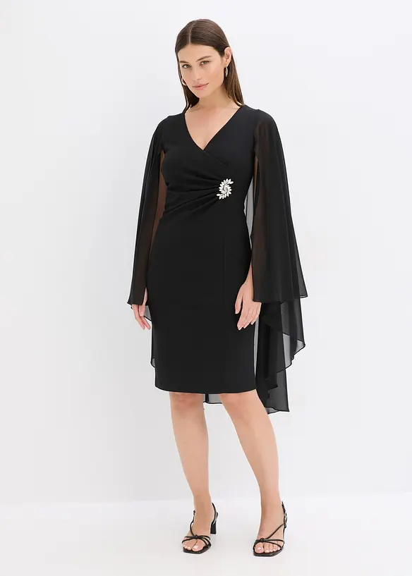 Abito con mantella in fine chiffon, bonprix