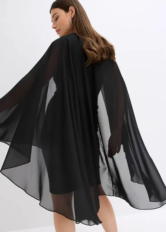 Abito con mantella in fine chiffon, bonprix