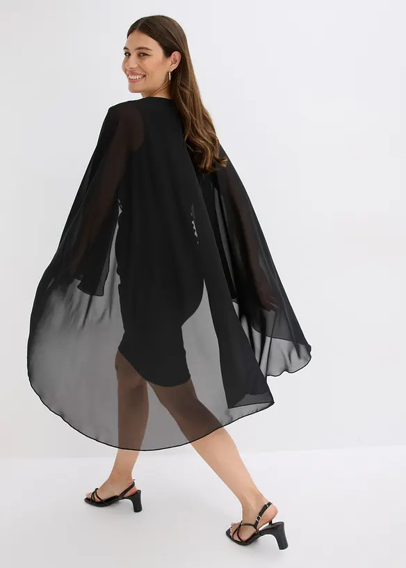 Abito con mantella in fine chiffon, bonprix