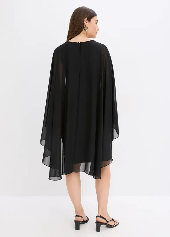 Abito con mantella in fine chiffon, bonprix