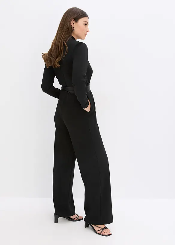 Tuta in crêpe strutturato con inserto di satin, bonprix