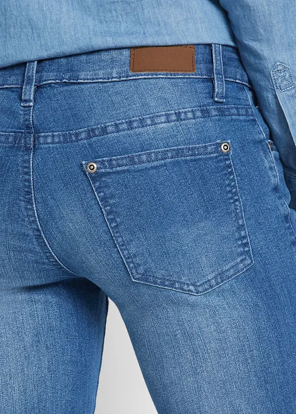Jeans bootcut elasticizzati, vita media, bonprix